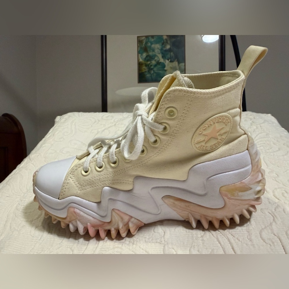 Converse Run Star Motion CX Soft Dune Pink Marbled High-Top Sneakers - Picture 3 of 8